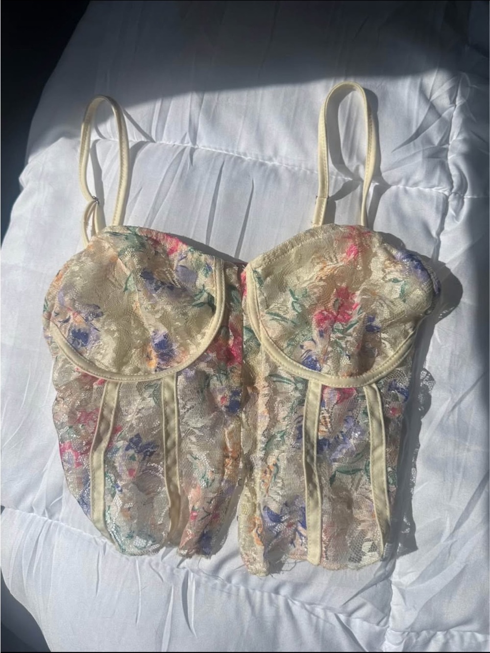 Forever 21 Cream Floral Lace Bustier Cami - Picture 3 of 7